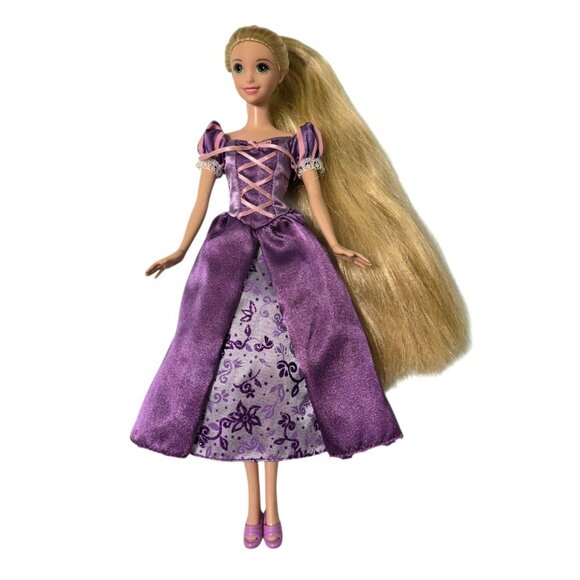 2009 Disney Rapunzel Doll Purple Dress Shoes Fashion Princess Long Blonde Hair - Picture 5 of 11